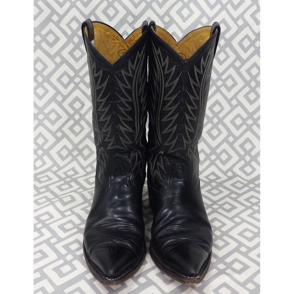Vtg Nocona Black Leather Western Boots #3277 8.5D - Picture 6 of 13